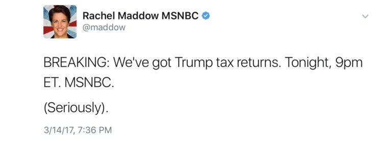 BREAKING: MSNBC Says They Have Obtained President Trump’s Tax Returns