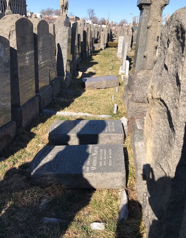 Over 40 Tombstones Toppled in the Washington Cemetery in Boro Park Brooklyn
