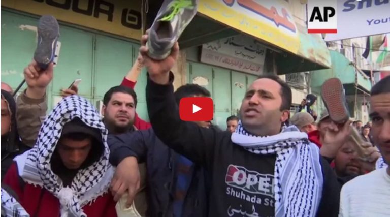 WATCH: Israeli Arabs Throw Shoes, Punch and Stomp on Image of Trump