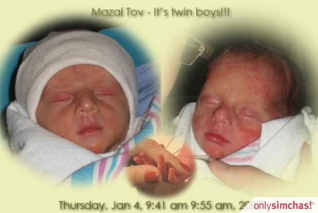 Birth  of  Twin boys to Chaim and Rivky (Wilansky) Perl