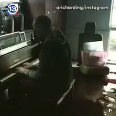 Texas Man Returns to Flooded Home to Get Some Belongings.. But Doesn’t Leave Before Playing His Piano One Last Time