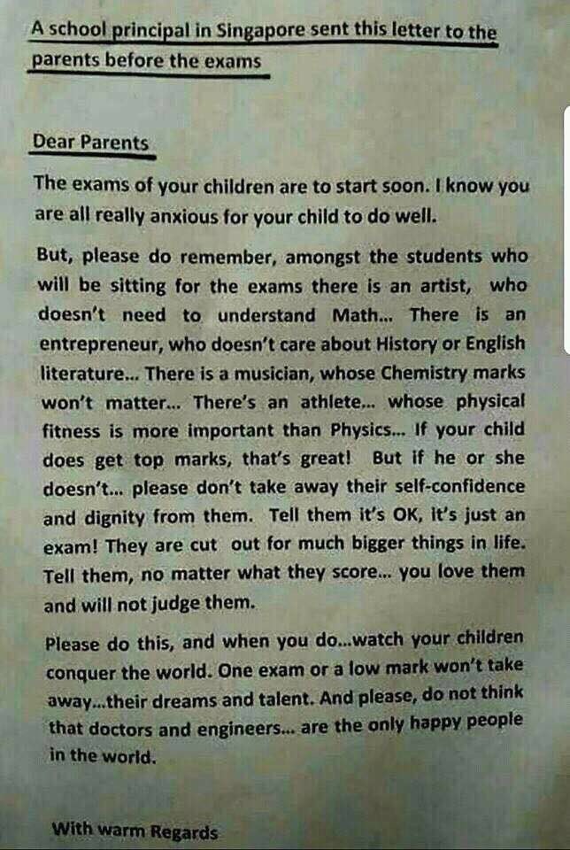 A Letter From a Principal to All Parents