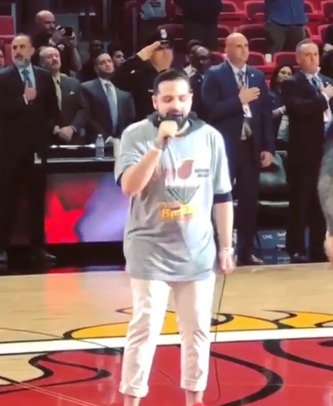 Yoni Z Sings USA National Anthem for the Miami Heat on Chanukah