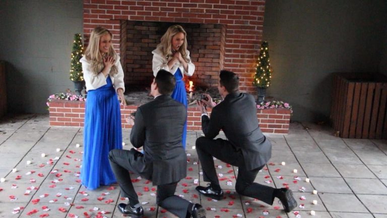 Double proposal! Twin brothers propose to twin sisters