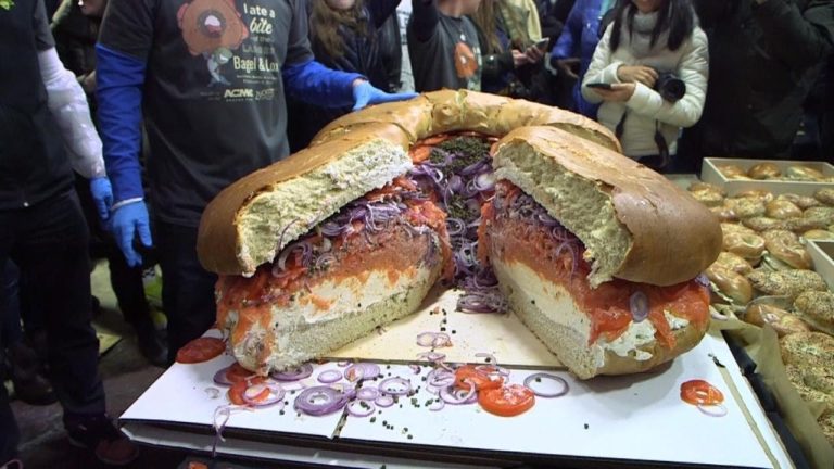 WATCH: The world’s largest bagel and lox