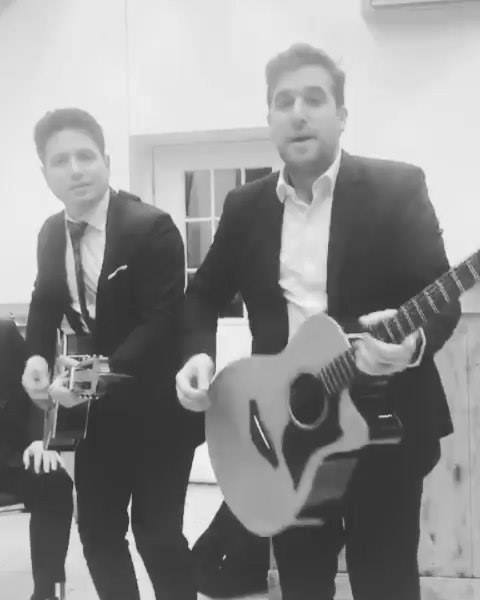 @Aaroneinhornmusic at his own lchaim engagement to Sarah Leah Elancry , rocking out after hours with good friend @elilevinmusic and freestyling lyrics off the top.
