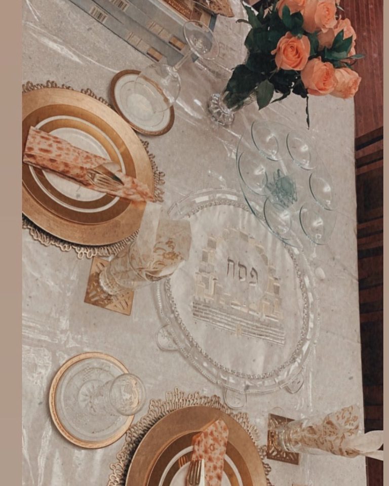 Pesach table for a newlywed couple