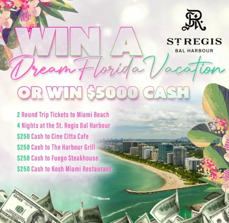 Win a ✈️Dream Florida Vacation at the 🌴 St. Regis Bal Harbour Resort or a $5,000 CASH Giveaway! Head on over to ➡ @KosherLoops and follow the instructions in the giveaway post! One very lucky winner will receive all this (value over 6k) 1. ✈️2 Round Trip Tickets to Miami Beach 2. ☀4 Nights at the St. Regis Bal Harbour 3. 🌴$250 Cash to Cine Citta Cafe 4. 🌴$250 Cash to The Harbour Grill 5. 🌴$250 Cash to Fuego Steakhouse 6. 🌴$250 Cash to Kosh Miami Restaurant or Take the Cash Option of $5,000.00 CASH! To enter: (takes 30 seconds) Head on over to @kosherloops and follow the instructions in the giveaway post! Disclaimer, this giveaway is not sponsored, administered, or associated with instagram. See @KosherLoops for full details Organized by @KosherLoops Good luck!! 🌴🎉🏝✈️🧳☀️🏖🎉🌴 #BestPrizesEver
